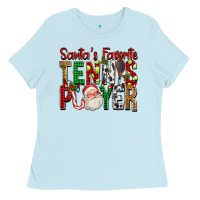 Baby Blue Santa's Favorite Tennis Player For Christmas Ladies Tee - FaDigitalArtStudio