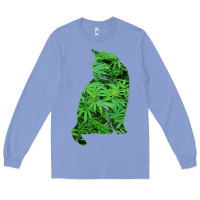 Colony Blue funny cannabis & cat lover marijuana weed smoker art t shirt Long Sleeve Tee - linhVisuals