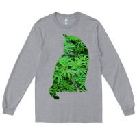 Heather Grey funny cannabis & cat lover marijuana weed smoker art t shirt Long Sleeve Tee - linhVisuals