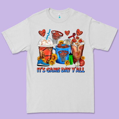 It's Game Day Y'all Basketball Coffee Cups Premium Tee Designed By Fadigitalartstudio