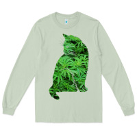Funny Cannabis & Cat Lover Marijuana Weed Smoker Art T Shirt Long Sleeve Tee | Teevron