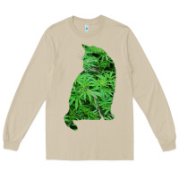 Mushroom funny cannabis & cat lover marijuana weed smoker art t shirt Long Sleeve Tee - linhVisuals
