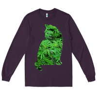 Plum funny cannabis & cat lover marijuana weed smoker art t shirt Long Sleeve Tee - linhVisuals
