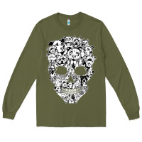 Army Green funny pitbull skull dog skeleton halloween t shirt Long Sleeve Tee - linhVisuals