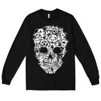 Black funny pitbull skull dog skeleton halloween t shirt Long Sleeve Tee - linhVisuals