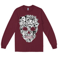 Burgundy funny pitbull skull dog skeleton halloween t shirt Long Sleeve Tee - linhVisuals