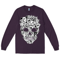 Plum funny pitbull skull dog skeleton halloween t shirt Long Sleeve Tee - linhVisuals