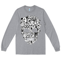Heather Grey funny pitbull skull dog skeleton halloween t shirt Long Sleeve Tee - linhVisuals