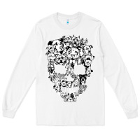 White funny pitbull skull dog skeleton halloween t shirt Long Sleeve Tee - linhVisuals