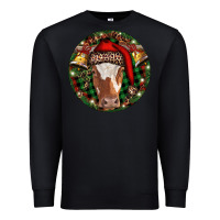 Black Longhorn Cow Christmas Premium Sweatshirt - RanaPortraitStore