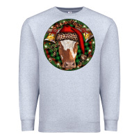 Heather Grey Longhorn Cow Christmas Premium Sweatshirt - RanaPortraitStore