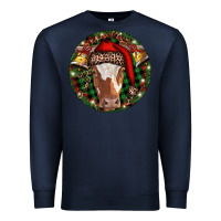Navy Longhorn Cow Christmas Premium Sweatshirt - RanaPortraitStore