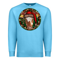 Ocean Blue Longhorn Cow Christmas Premium Sweatshirt - RanaPortraitStore