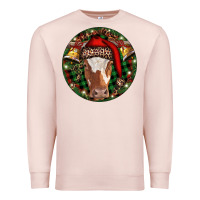 Pale Pink Longhorn Cow Christmas Premium Sweatshirt - RanaPortraitStore