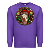 Purple Longhorn Cow Christmas Premium Sweatshirt - RanaPortraitStore