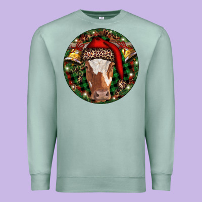 Longhorn Cow Christmas Premium Sweatshirt Designed By Ranaportraitstore