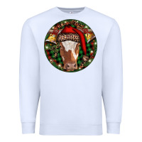 White Longhorn Cow Christmas Premium Sweatshirt - RanaPortraitStore