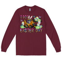 Burgundy I Dig Easter Day Long Sleeve Tee - CowhideDigitalArt