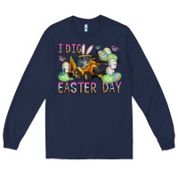 Navy I Dig Easter Day Long Sleeve Tee - CowhideDigitalArt