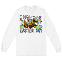 White I Dig Easter Day Long Sleeve Tee - CowhideDigitalArt