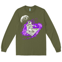 Army Green techno astronaut electronic music rave festival raver t shirt Long Sleeve Tee - linhVisuals