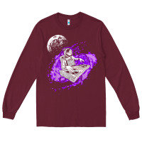 Burgundy techno astronaut electronic music rave festival raver t shirt Long Sleeve Tee - linhVisuals