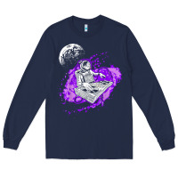 Navy techno astronaut electronic music rave festival raver t shirt Long Sleeve Tee - linhVisuals
