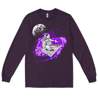 Plum techno astronaut electronic music rave festival raver t shirt Long Sleeve Tee - linhVisuals