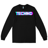 Black techno music t shirt Long Sleeve Tee - linhVisuals
