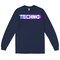 Navy techno music t shirt Long Sleeve Tee - linhVisuals