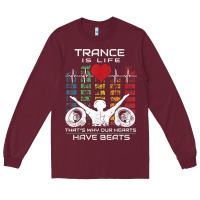 Burgundy trance music retro vintage dj gift t shirt Long Sleeve Tee - linhVisuals