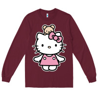 Burgundy kitty Long Sleeve Tee - linhVisuals