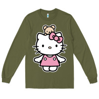 Army Green kitty Long Sleeve Tee - linhVisuals