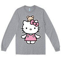 Heather Grey kitty Long Sleeve Tee - linhVisuals