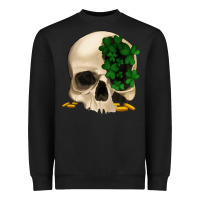 Black St patrick's day Skull with clovers Heavyweight Sweatshirt - Jasminsmagicworld