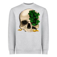 Heather Grey St patrick's day Skull with clovers Heavyweight Sweatshirt - Jasminsmagicworld
