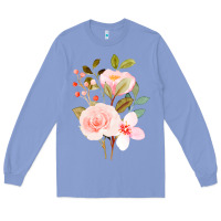 Colony Blue Bouquet Floral Long Sleeve Tee - linhVisuals