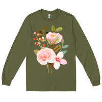 Army Green Bouquet Floral Long Sleeve Tee - linhVisuals