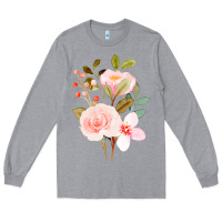 Heather Grey Bouquet Floral Long Sleeve Tee - linhVisuals