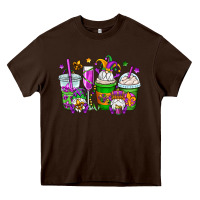 Chocolate Brown mardi gras gnomes coffee cups Heavy Core Tee - OliviaCreatesArt