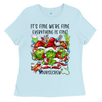 Baby Blue it's fine we're fine everythıng is fine! nursecre Ladies Tee - FaDigitalArtStudio