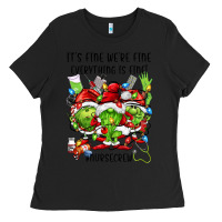 Black it's fine we're fine everythıng is fine! nursecre Ladies Tee - FaDigitalArtStudio