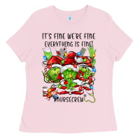 Bubblegum Pink it's fine we're fine everythıng is fine! nursecre Ladies Tee - FaDigitalArtStudio
