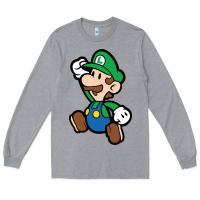 Heather Grey paper luigi Long Sleeve Tee - linhVisuals