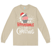 Mushroom i want hippopotamus for christmas hippo xmas gift Long Sleeve Tee - linhVisuals