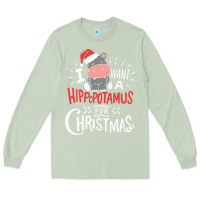 Matcha i want hippopotamus for christmas hippo xmas gift Long Sleeve Tee - linhVisuals