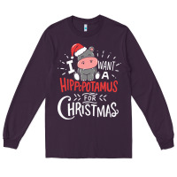 Plum i want hippopotamus for christmas hippo xmas gift Long Sleeve Tee - linhVisuals