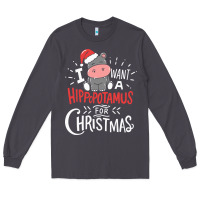Smoke i want hippopotamus for christmas hippo xmas gift Long Sleeve Tee - linhVisuals
