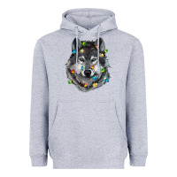 Heather Grey Christmas with wolf Heavyweight Hoodie - RanaPortraitStore