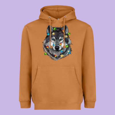 Christmas With Wolf Heavyweight Hoodie Designed By Ranaportraitstore
